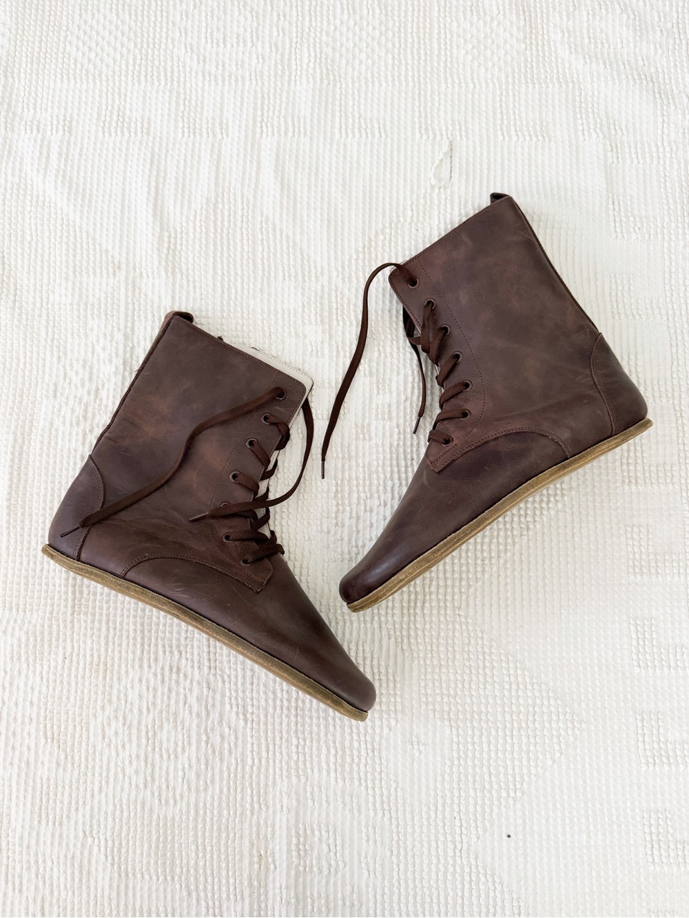 Earthing Harmony Long Lace Up Boots Barefoot Grounding Leather